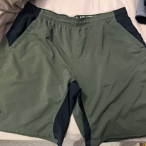 Under Armour Green and Black Athletic Swim Trunks